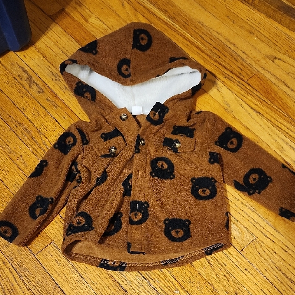 Brown Bear Print Hooded Jacket